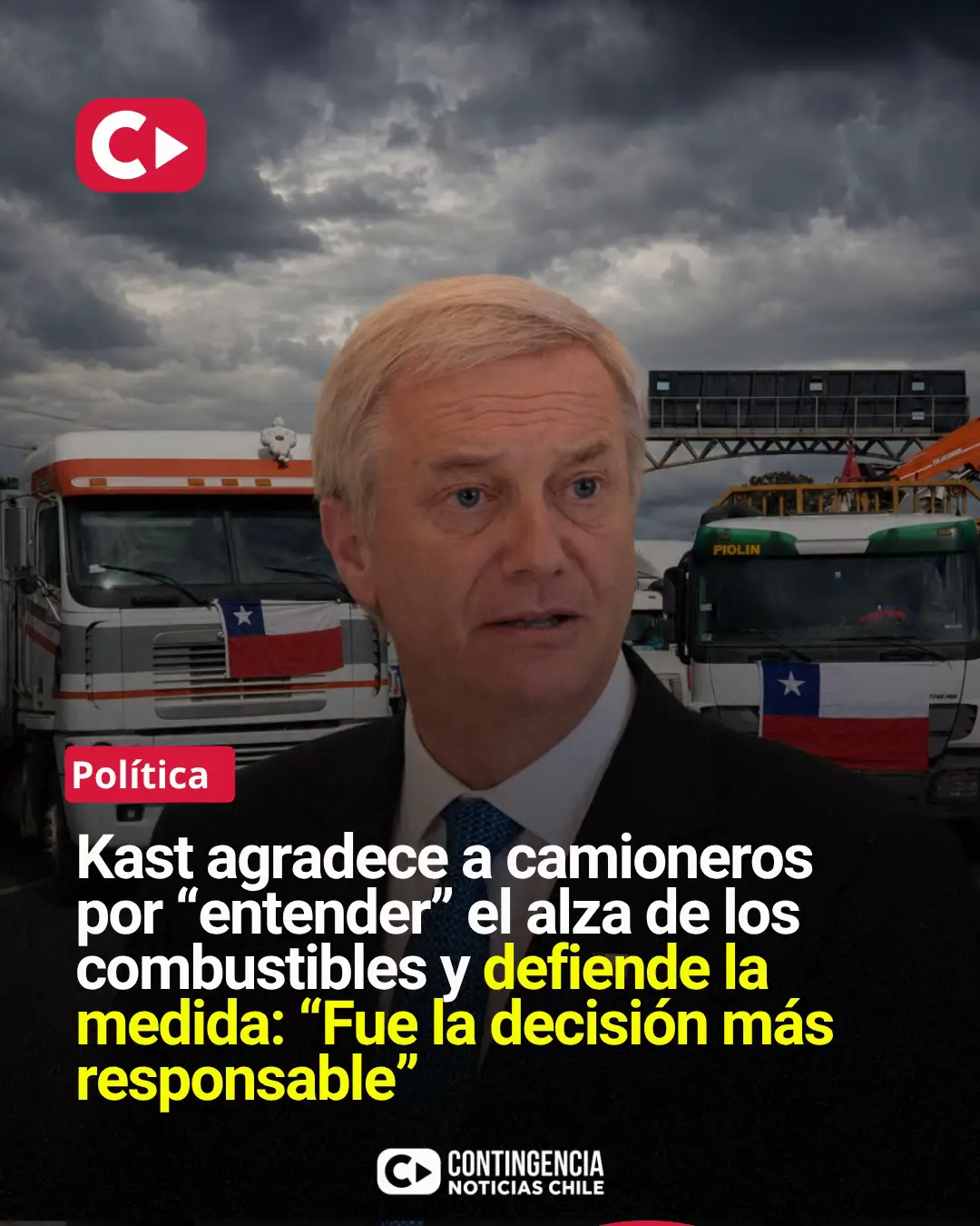 🚛 KAST AGRADECE A CAMIONEROS POR “ENTENDER” EL ALZA DE LOS COMBUSTIBLES Y DEFIE