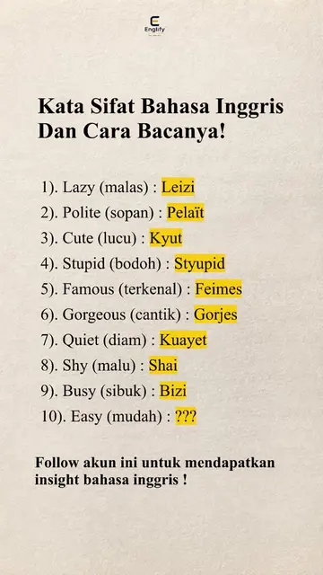 Yuk Belajar Bahasa Inggris dari yang simple-simple.... #englify #englishforbegin