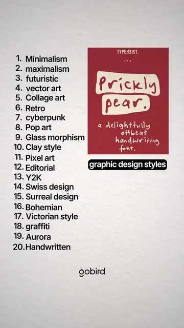 20 design styles every designer should know by: Gobirdmasterclass (Instagram) #g