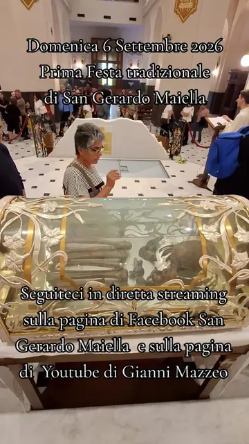 Domenica 6 Settembre 2026 Prima Festa tradizionale di San Gerardo Maiella. Segui