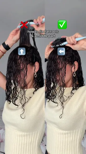How to style your curls for volume & no middle part 💞#curlyhairtutorial #curlyh