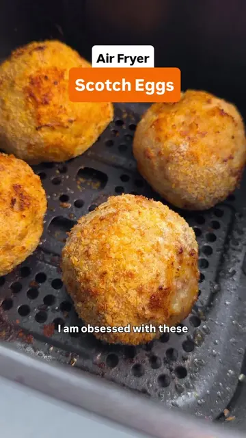 Crispy Air Fryer Scotch Eggs 🥚🔥✨ Golden, crunchy panko crust on the outside, j
