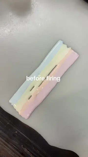 before & after firing of the speckled spoon rest 🌈 the colors I used for this g