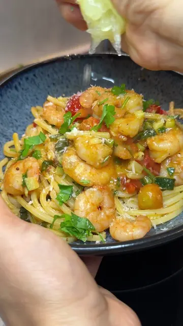 BEST shrimp PASTA 🦐🍝🍅🔥🍋😍lecker, einfach & schnell 💨  #EasyRecipes #tagesr
