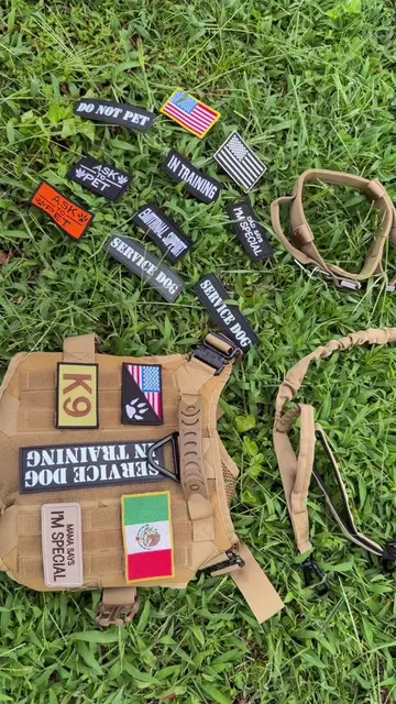 12 piece dog harness ! Matching collar, lash, harness, and multiple patches ! #t