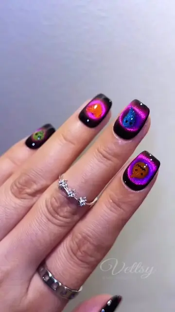 💀🎃 Black Hole Cat Eye with Halloween Cuties Dancing On Your Fingertips! ✨ 🛒Us