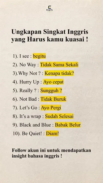 Kalo kamu lagi belajar bahasa inggris, mulai dari yang simple-simple aja yah....
