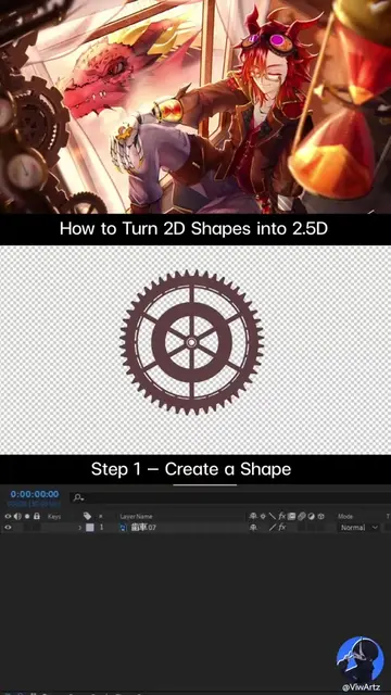 A simple way to turn 2D shapes into 2.5D! #tutorial#DigitalArt #AfterEffects #2D