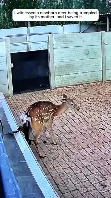 I witnessed a newborn deer being trampled by it’s mother and I saved it #rescue 
