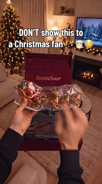 Santa’s sleigh… actually floating. 🎅✨ No strings — just magnetic levitation and