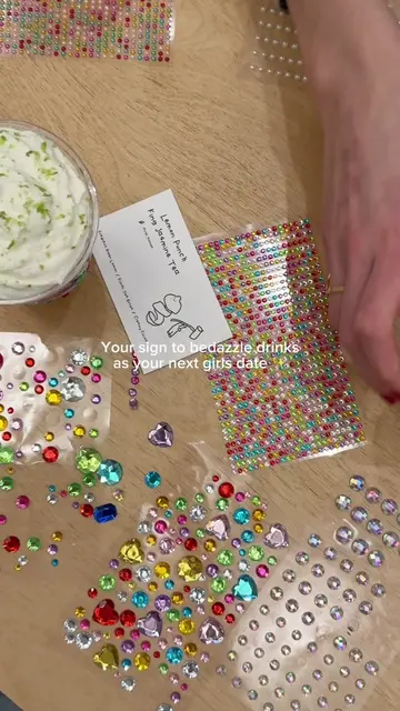 Putting gems everywhere ⭐️ #bedazzled #gems #heyteausa #heyteateabar #LemonPunch