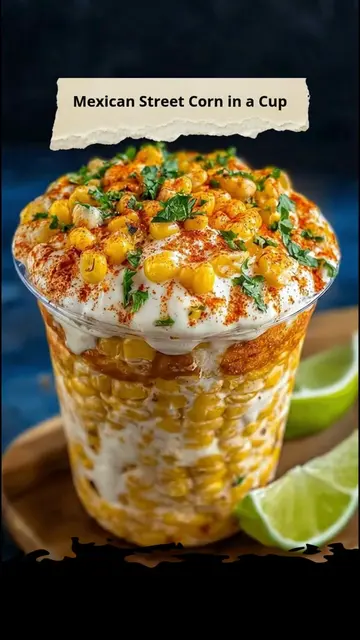 Mexican Street Corn in a Cup  🌽🌶️ Warm, juicy sweet corn layered with zesty cr