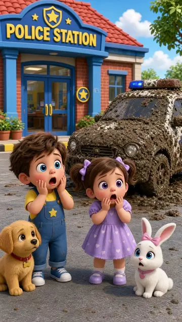 🚓 Wash the Dirty Police Car! 🧼💦 It’s SUPER muddy! 😱 Can Baby Lolo & Baby Lum
