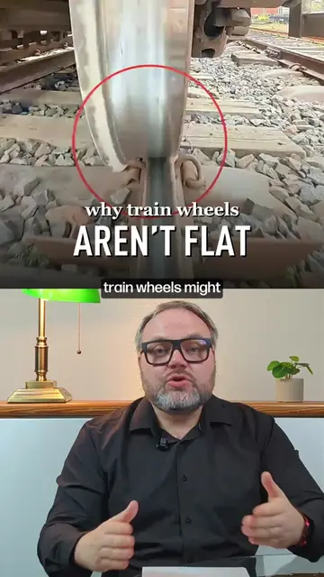 Train wheels are conical, helping the wheelset self-center and move smoothly thr