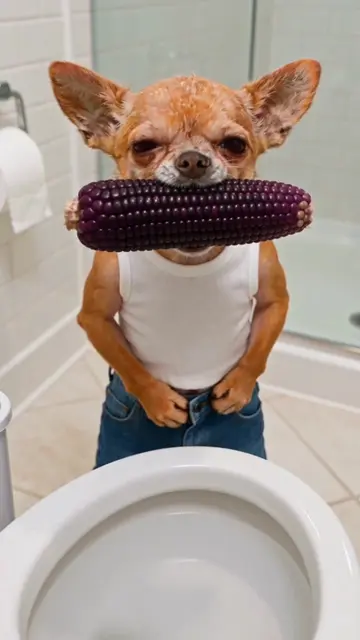 After the purple corn fell into the toilet， #chihuahua #chihuahuas #chihuahuasof