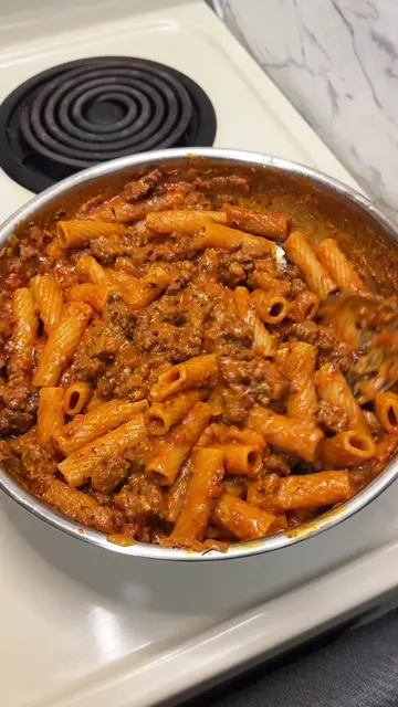 One Pan Spicy Beef Rigatoni A rich and creamy one-pot pasta made with seasoned g