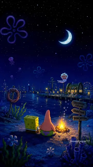 ahhh bikini bottom at Night hit different 🌙💤🫧 tap wallpics to discover more l