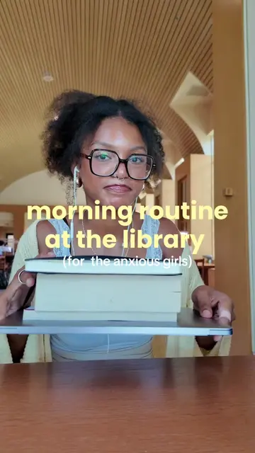 morning routine at the library eases the mind✨ #Vlog #librarytok #bookish #journ