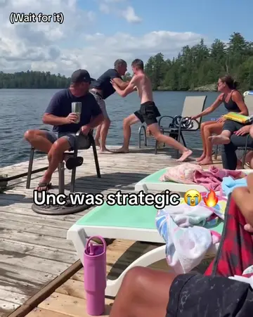 He saw the opportunity and took it 😂 (via alissambarron/IG) #funny #unc #lake #