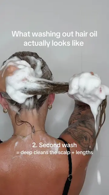 The reality of washing out hair oil  #hairtok #haircare #haircareroutine #washda