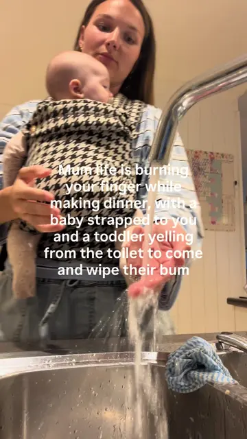 More context: the dog licking his paws in the corner 🥲🙃 #motherhood #overstimu