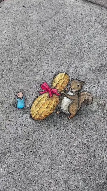 David Zinn transforms ordinary sidewalks into magical scenes using his imaginati