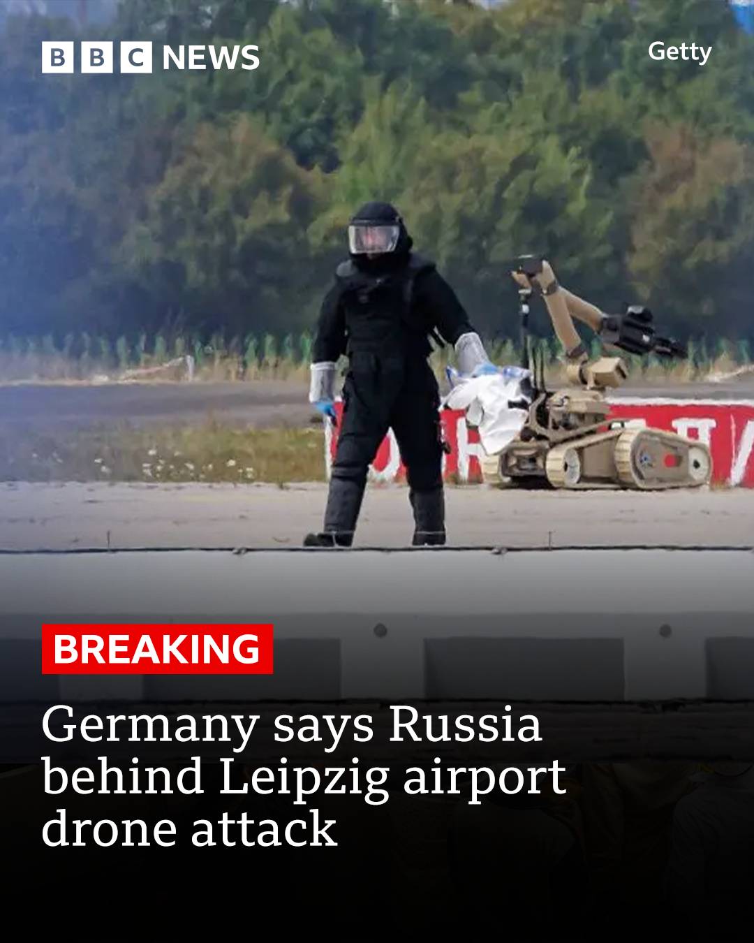 Germany has said Russia was responsible for a drone carrying an explosive device
