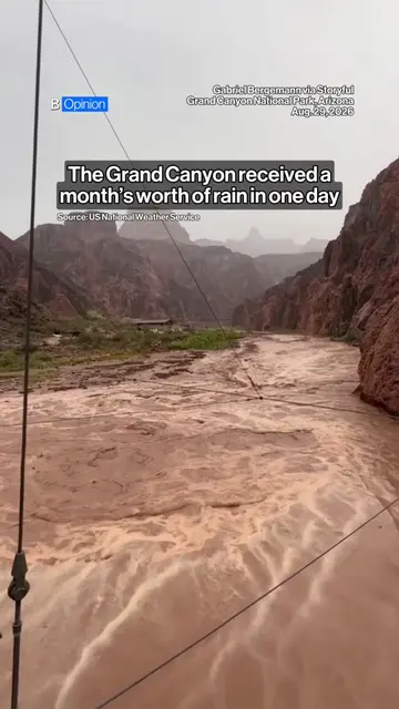 The #GrandCanyon received an overwhelming deluge of rain on Saturday, at one poi