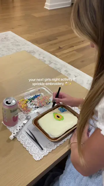 sprinkle cake embroidery is the cutest craft night idea !!! 🧁✨🫐 #sprinkleembro