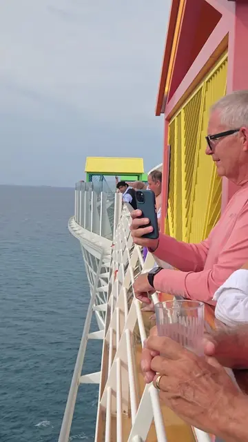 Wonder of the Seas at CocoCay, as we (Symphony)were sailing out. Who has sailed 