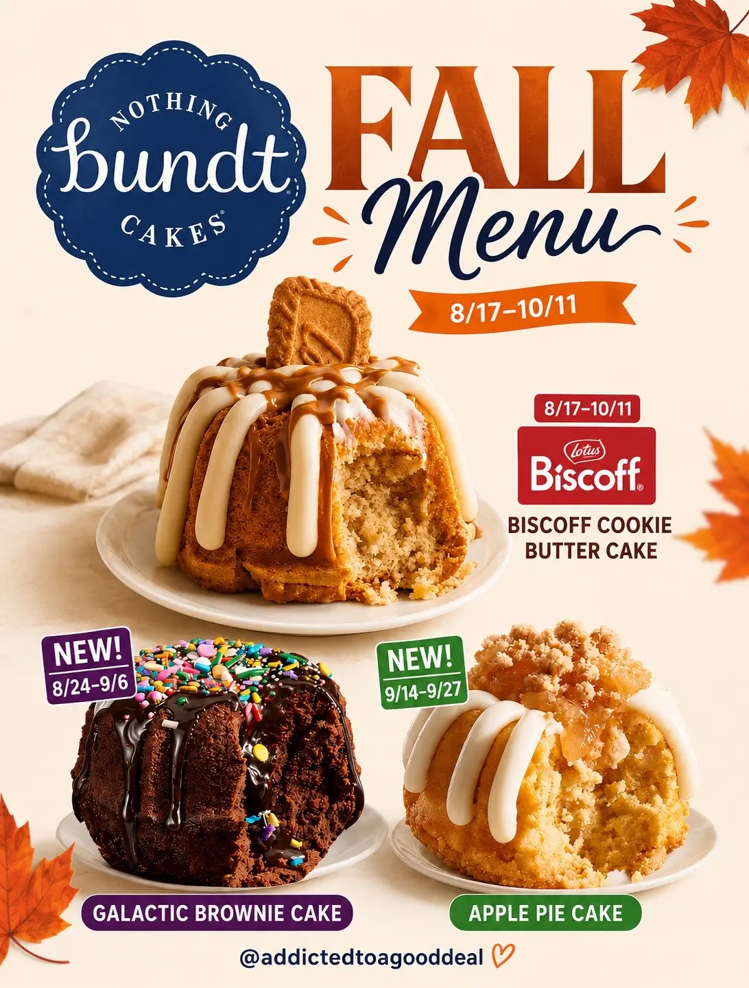 🍂 Nothing Bundt Cakes is bringing all the fall flavors! 🎂🍁 Fall Menu lineup: 