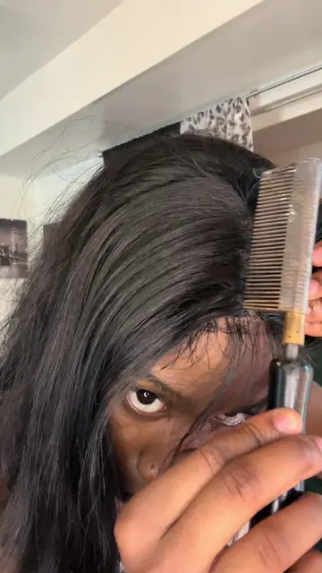 Watch me attempt to bust down a side part until I burnt my wig with the hot comb