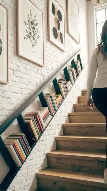 From old ladder to modern bookshelf! 🪜📖 A quick black paint makeover turned th
