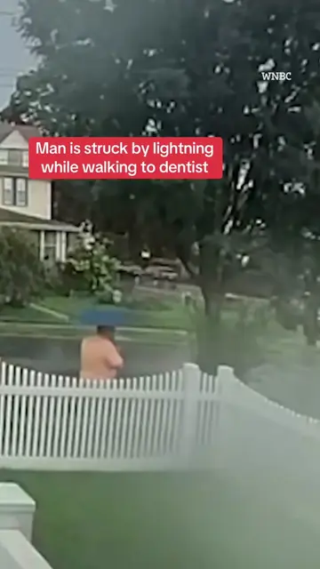 This is the horrifying moment a man is struck by lightning and collapses to the 