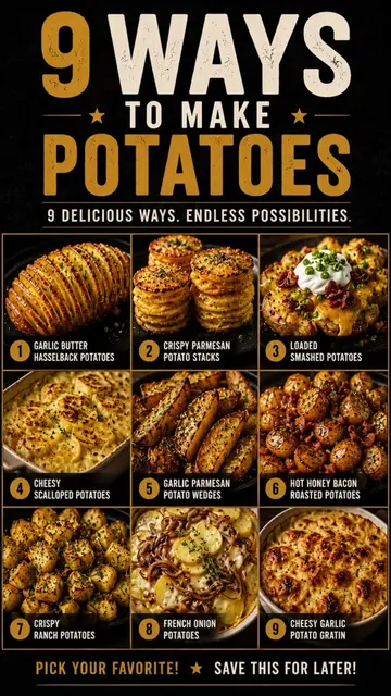 🥔 9 Ways to Make Potatoes — because plain potatoes are boring.
 From crispy Par
