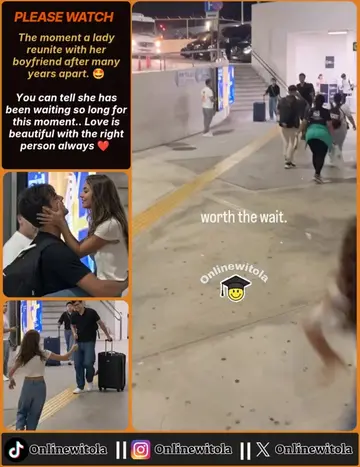 The moment a lady reunite with her boyfriend after many years apart. 🤩 You can 