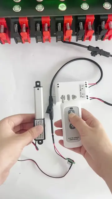 This mini linear actuator extends and retracts smoothly with a wireless remote. 