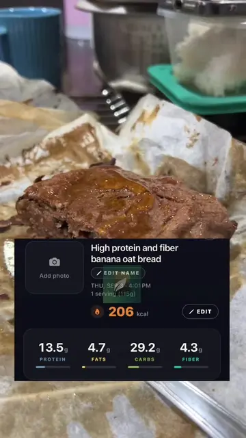 High Protein and Fiber Banana Oat Bread! ☺️  435g of overriped banana 185g of cu