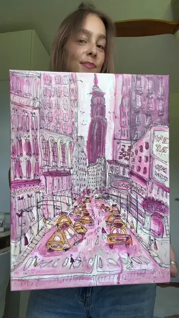 as requested!! pink nyc💓 #newyorkcity #acrylicpainting #colorfulart #artistatik
