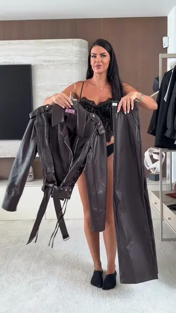 Mamy dla Was naprawdę hot stylizację 🔥 Spodnie LESSI high waist z eko-skóry + b