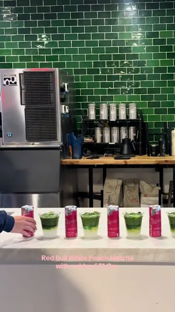 Come for the matcha, stay for RB22 #motoringcoffee #matcha #redbull #la 