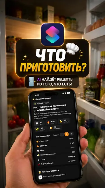 🍳 КОМАНДА НА iPHONE — «ЧТО ПРИГОТОВИТЬ?» #iPhone #Команды #Shortcuts #ЧтоПригот