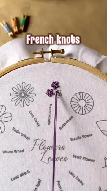 Learn 7 flower stitches with us🌸__embroidery _diy _hobby#fypシ゚viral🖤tiktok #vi