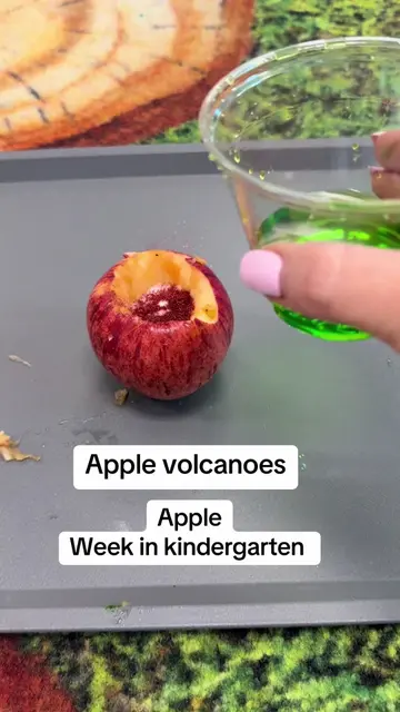 We made apple volcanoes in kindergarten today!! They loved it. Thank you for the