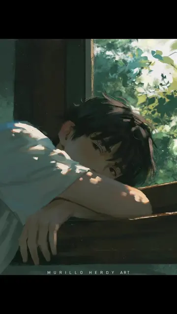 The window 🍃 Studying a slightly different painting style Digital art - Photosh