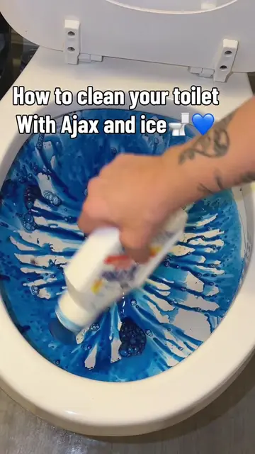 This is how you do a basic toilet clean with Ajax and ice #fyp #ajax #viral #tou