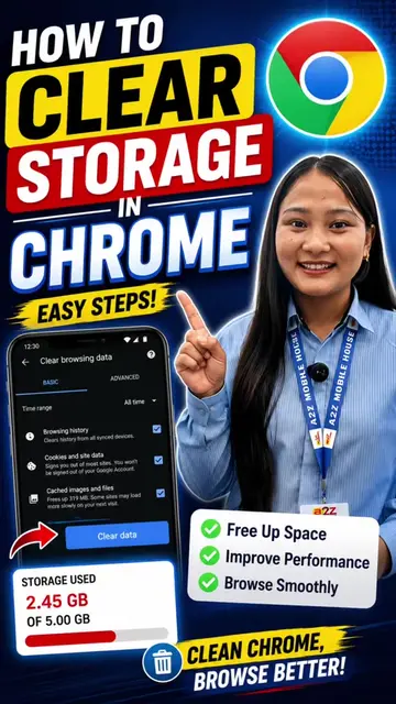 clear storage in chrome #fypシ #a2zmobilehouse #tricks #tips 