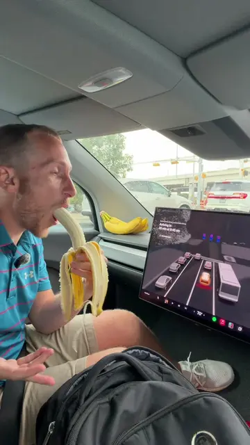 Enjoying my morning banana in the Tesla Cybercab