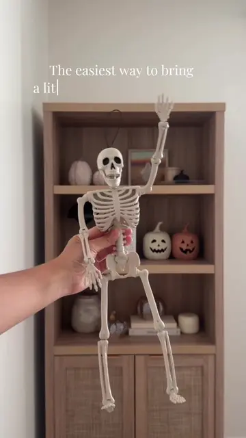 I love how these 16” poseable skeletons add a fun, spooky touch without making t