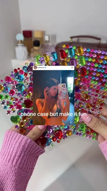 making the Kylie Jenner inspired gem phone case 💎🪽 would you try it?  #diyphon